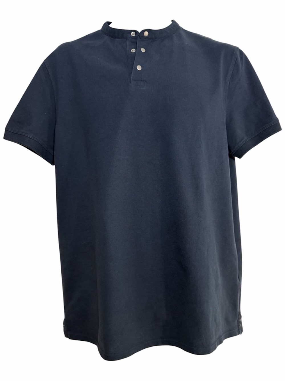 Selected Homme Identity Navy Snap Henley Polo Shirt XL Scandinavian Minimalist